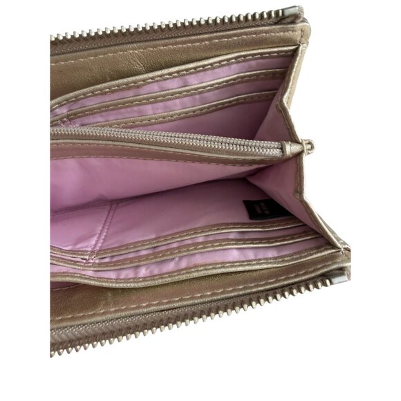 COACH Poppy Greige Leather Zip Limited Edition Wallet - Picture 3 of 7